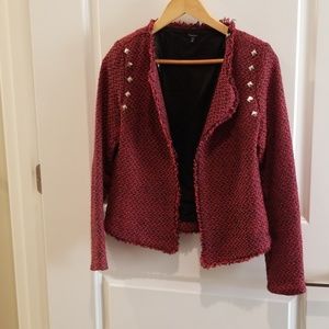 Red and navy tweed studded  jacket